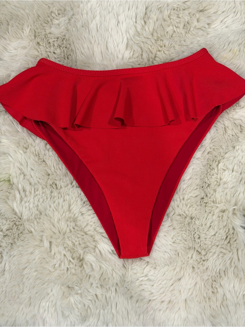 Beach Riot Red Ruffle High-Waist Bikini Bottom